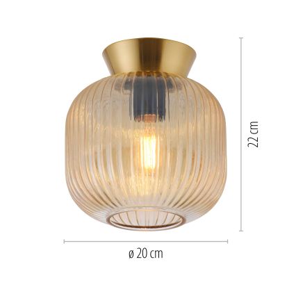 Schöner Wohnen 13574-27 - Plafondlamp NAMI 1xE27/25W/230V Ø 20 cm goudkleurig/beige/gerookt