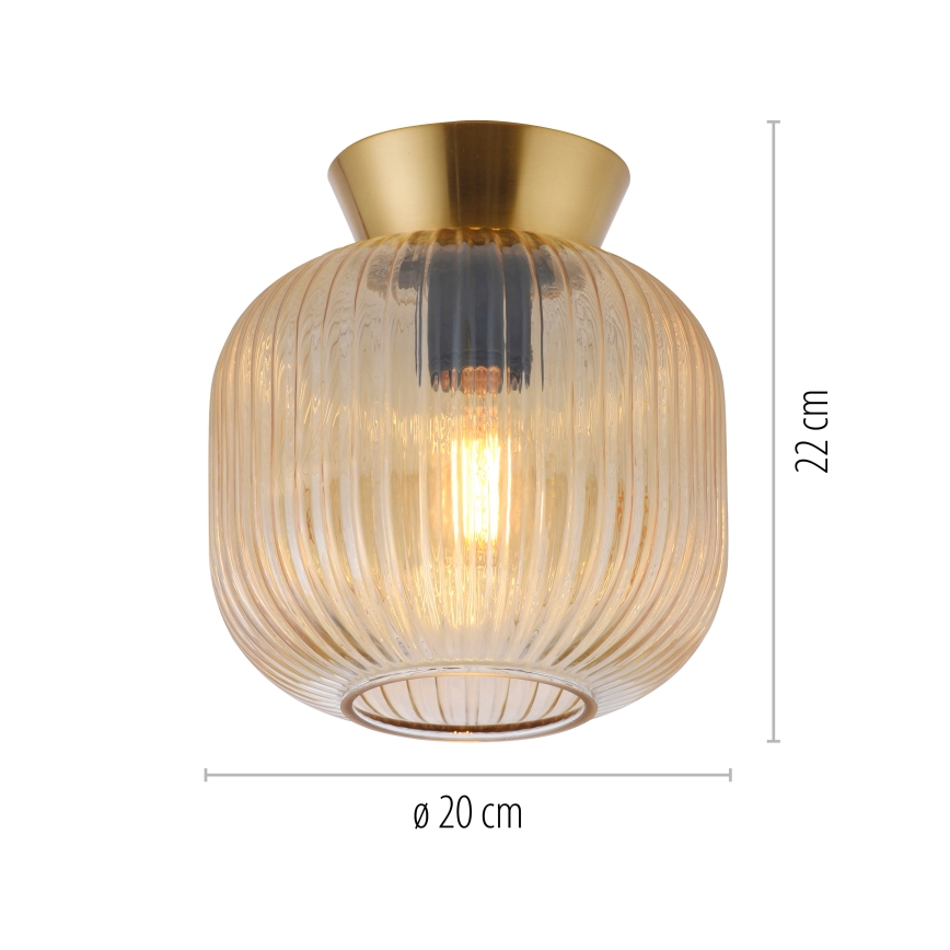 Schöner Wohnen 13574-27 - Plafondlamp NAMI 1xE27/25W/230V Ø 20 cm goudkleurig/beige/gerookt