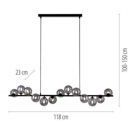 Schöner Wohnen 14504-18 - LED-kroonluchter aan kabel DUBAI 13xG9/3W/230V zwart/rookglas