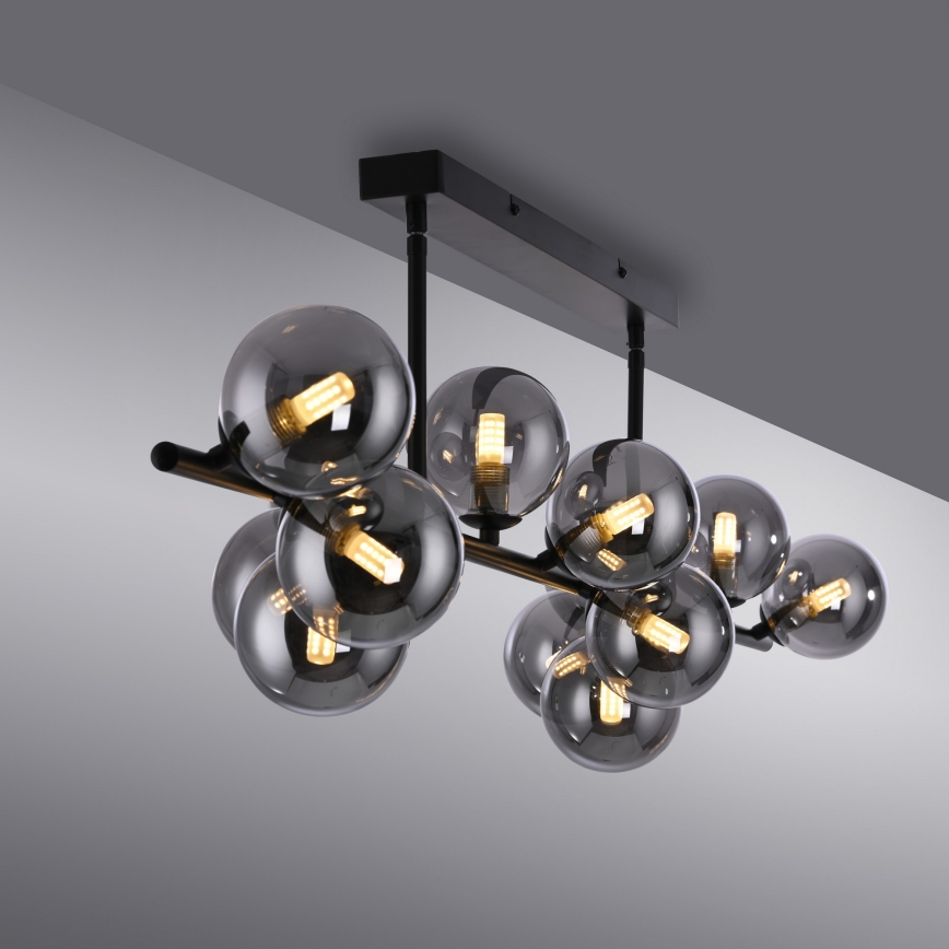 Schöner Wohnen 14505-18 - LED-kroonluchter aan stang DUBAI 13xG9/3W/230V zwart/gerookt glas