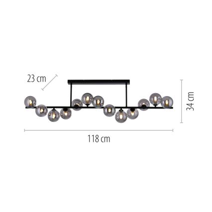 Schöner Wohnen 14505-18 - LED-kroonluchter aan stang DUBAI 13xG9/3W/230V zwart/gerookt glas