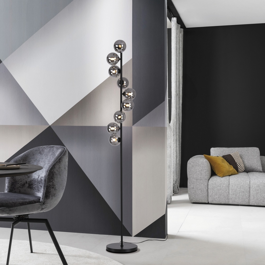 Schöner Wohnen 14506-18 - LED vloerlamp DUBAI 9xG9/3W/230V zwart/gerookt glas