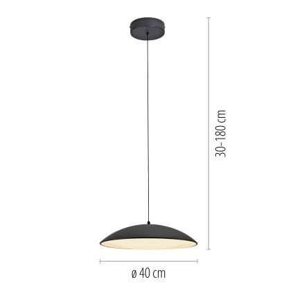 Schöner Wohnen 14606-18 - Dimbare LED-hanglamp aan kabel LENTE LED/17W/230V Ø 40 cm zwart