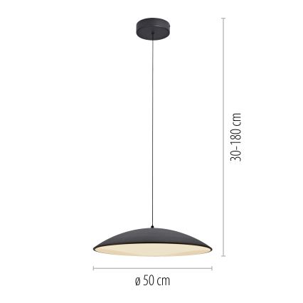Schöner Wohnen 14607-18 - LENTE dimbare hanglamp aan kabel LED/23W/230V Ø 50 cm zwart