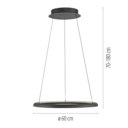 Schöner Wohnen 15570-18 - Dimbare LED-pendellamp aan kabel QUILLO LED/36W/230V Ø 60 cm zwart