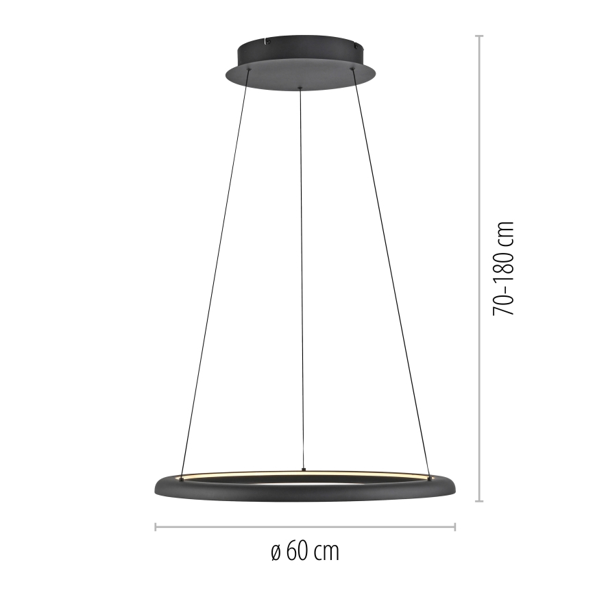 Schöner Wohnen 15570-18 - Dimbare LED-pendellamp aan kabel QUILLO LED/36W/230V Ø 60 cm zwart