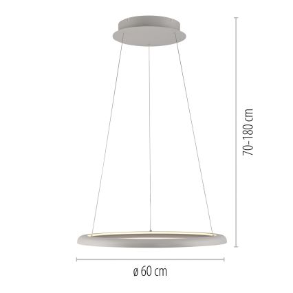 Schöner Wohnen 15570-39 - Dimbare LED-hanglamp aan kabel QUILLO LED/36W/230V, diameter 60 cm, grijs