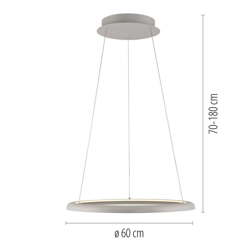 Schöner Wohnen 15570-39 - Dimbare LED-hanglamp aan kabel QUILLO LED/36W/230V, diameter 60 cm, grijs