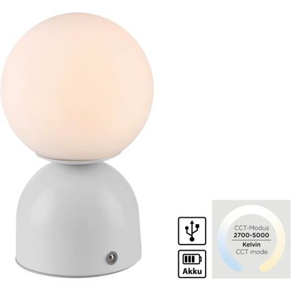 Schöner Wohnen 19218-16 - LED dimbare raakgevoelige oplaadbare tafellamp RUDI LED/1,2W/5V 3000-6000K 1200 mAh wit