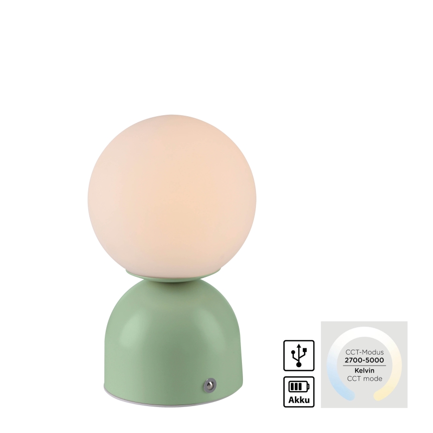 Schöner Wohnen 19218-43 - LED dimbare aanraak-oplaadbare tafellamp RUDI LED/1,2W/5V 3000-6000K 1200 mAh groen