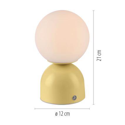 Schöner Wohnen 19218-81 - LED dimbare aanraak- en oplaadbare tafellamp RUDI LED/1,2W/5V 3000-6000K 1200 mAh geel