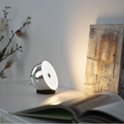 Schöner Wohnen 19244-17 - BELLIS dimbare oplaadbare buiten-tafellamp met touchbediening, LED 2,5W/5V, 2600 mAh, IP54, glanzend chroom