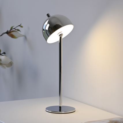 Schöner Wohnen 19244-17 - BELLIS dimbare oplaadbare buiten-tafellamp met touchbediening, LED 2,5W/5V, 2600 mAh, IP54, glanzend chroom