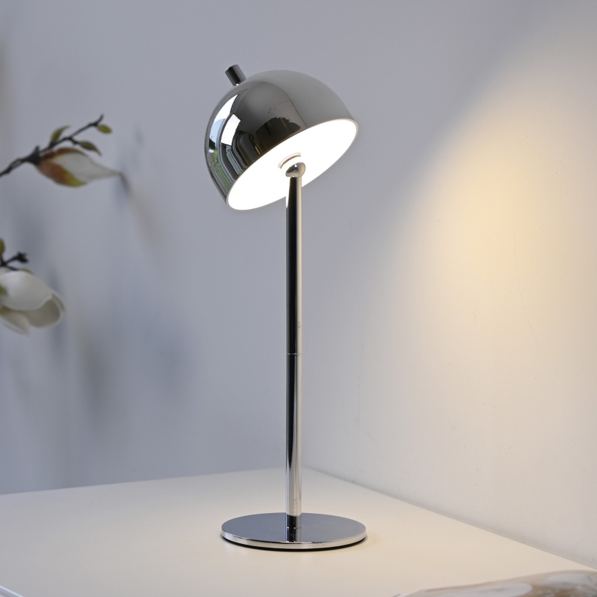 Schöner Wohnen 19244-17 - BELLIS dimbare oplaadbare buiten-tafellamp met touchbediening, LED 2,5W/5V, 2600 mAh, IP54, glanzend chroom