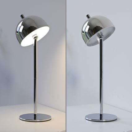 Schöner Wohnen 19244-17 - BELLIS dimbare oplaadbare buiten-tafellamp met touchbediening, LED 2,5W/5V, 2600 mAh, IP54, glanzend chroom