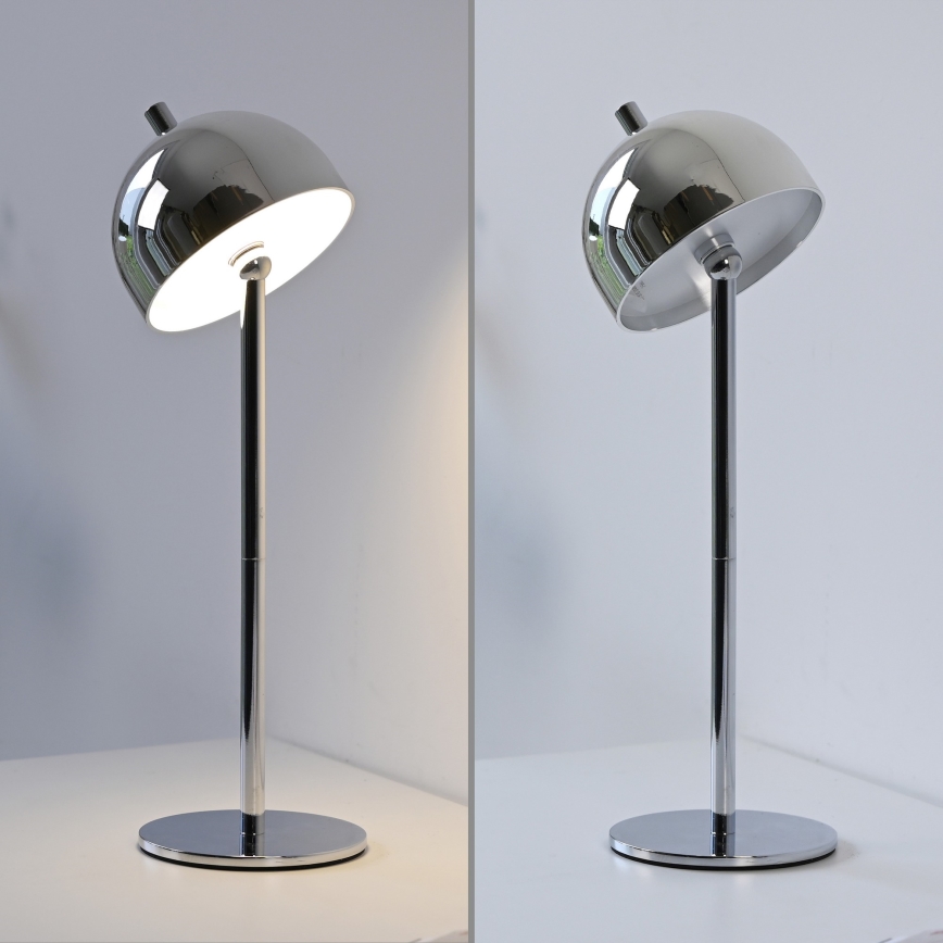 Schöner Wohnen 19244-17 - BELLIS dimbare oplaadbare buiten-tafellamp met touchbediening, LED 2,5W/5V, 2600 mAh, IP54, glanzend chroom