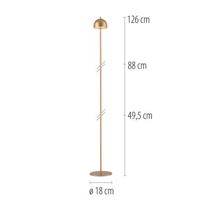 Schöner Wohnen 19245-12 - LED-dimbare, aanraakgevoelige, oplaadbare staande buitenlamp BELLIS, LED 2,5 W / 5 V, 2600 mAh, IP54, goudkleurig