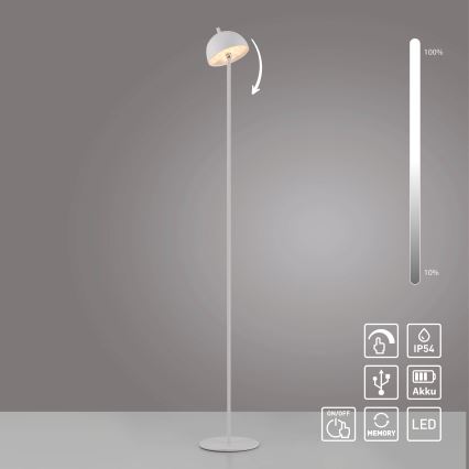 Schöner Wohnen 19245-16 - LED dimbare, oplaadbare buitenvloerlamp met touchbediening BELLIS LED/2,5W/5V 2600 mAh IP54 wit