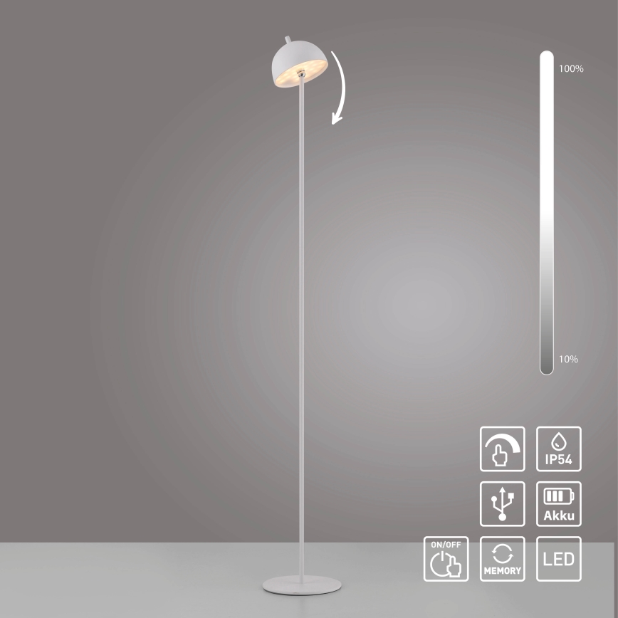 Schöner Wohnen 19245-16 - LED dimbare, oplaadbare buitenvloerlamp met touchbediening BELLIS LED/2,5W/5V 2600 mAh IP54 wit