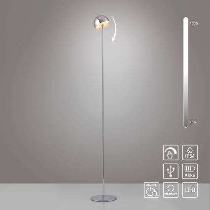 Schöner Wohnen 19245-17 - LED-dimbare aanraak-oplaadbare staande buitenlamp BELLIS LED/2,5W/5V 2600 mAh IP54 glanzend chroom
