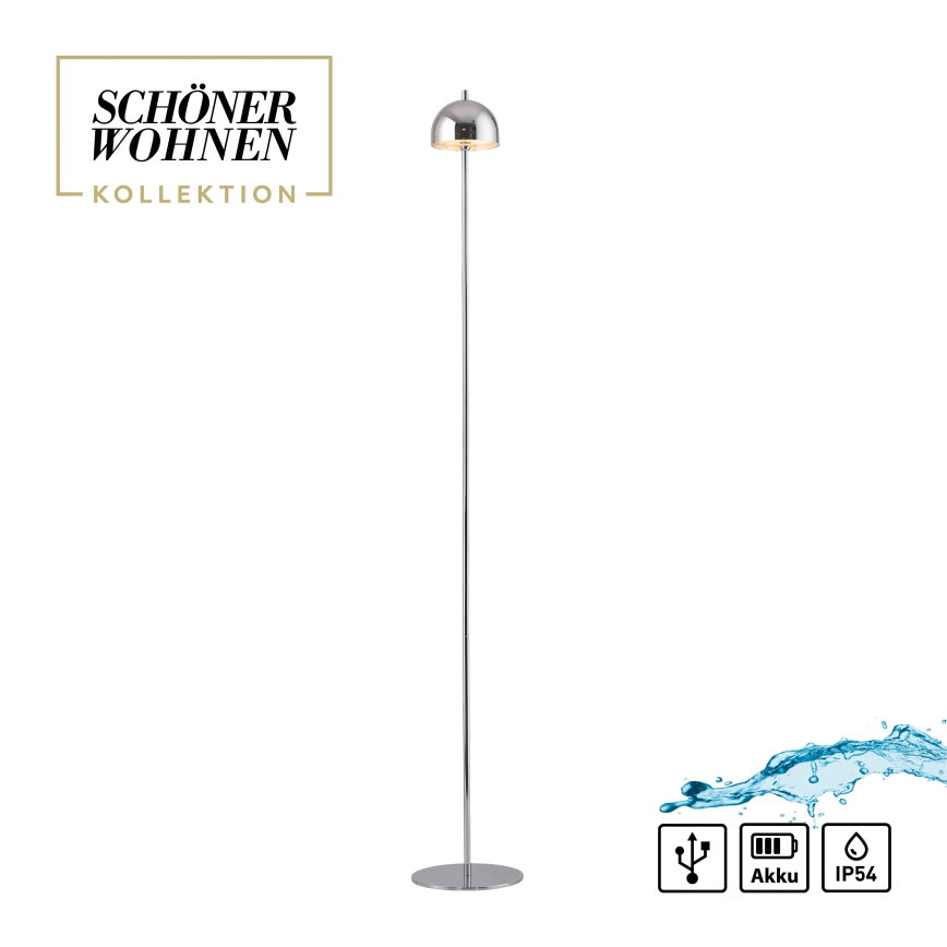 Schöner Wohnen 19245-17 - LED-dimbare aanraak-oplaadbare staande buitenlamp BELLIS LED/2,5W/5V 2600 mAh IP54 glanzend chroom