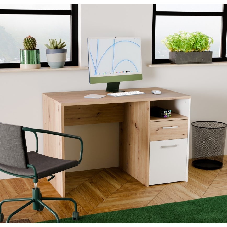 Schrijfbureau URO artisan eiken/wit