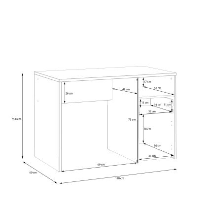 Schrijfbureau URO artisan eiken/wit