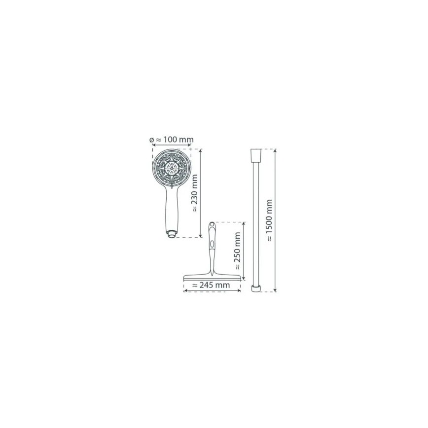 Schütte 64197 - Doucheset glanzend chroom + douchewisser voor glas
