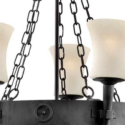 Searchlight - Kroonluchter aan ketting CARTWHEEL 5xE27/60W/230V zwart