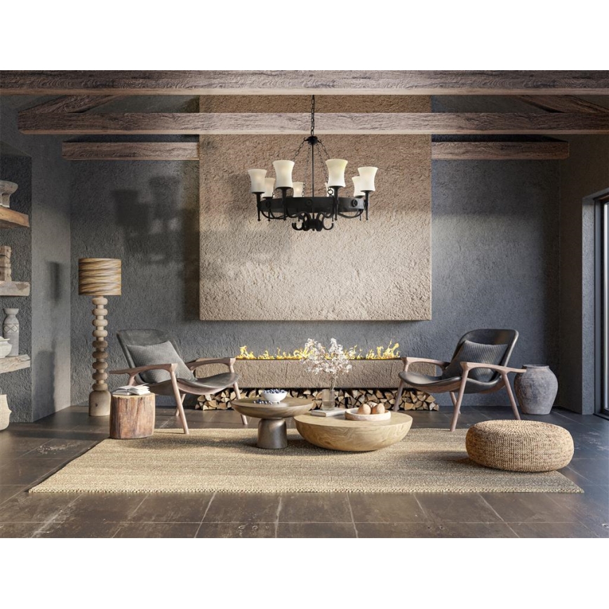 Searchlight - Kroonluchter met ketting CARTWHEEL 8xE27/60W/230V zwart