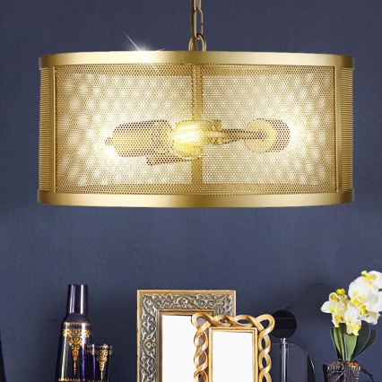 Searchlight - Hanglamp aan ketting FISHNET 3xE27/60W/230V gouden