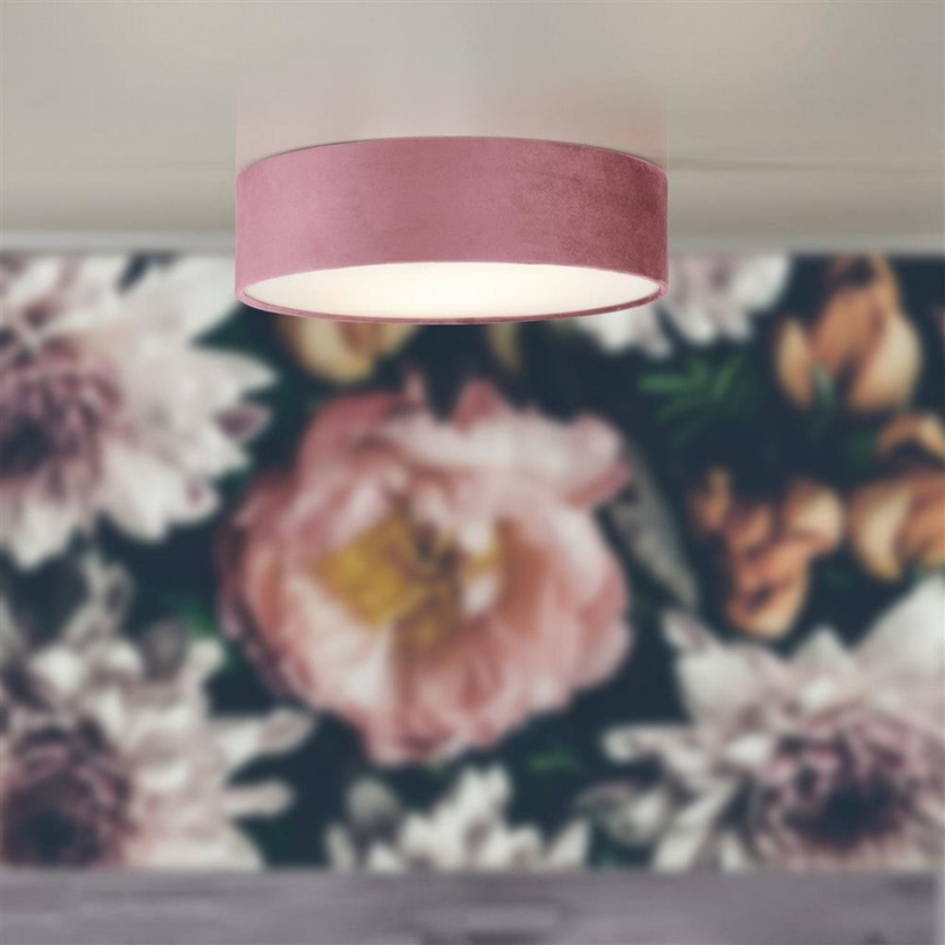 Searchlight - Plafondlamp DRUM PLEAT 2xE27/15W/230V roze