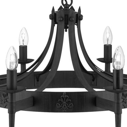 Searchlight - Hangkroonluchter met ketting CARTWHEEL 8xE14/60W/230V zwart