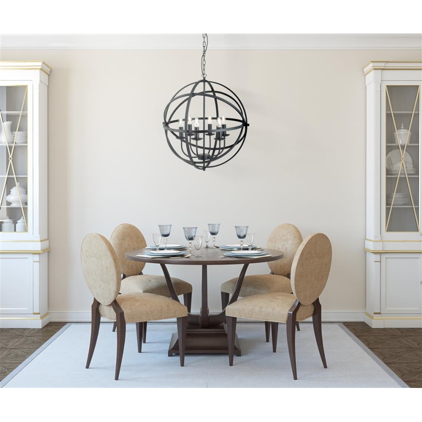 Searchlight - Kroonluchter aan ketting ORBIT 6xE14/60W/230V zwart