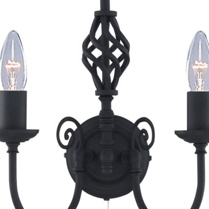 Searchlight - Wandlamp ZANZIBAR 2xE14/60W/230V zwart