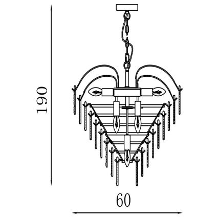 Searchlight - Kroonluchter aan ketting FEATHER 10xE14/60W/230V