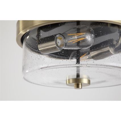 Searchlight - Badkamerplafondlamp PRESTON 2xE27/60W/230V IP44 Ø 33 cm messing