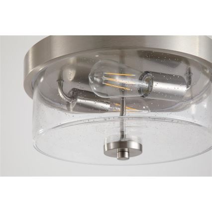 Searchlight - Badkamerplafondlamp PRESTON 2xE27/60W/230V IP44 Ø 33 cm zilver