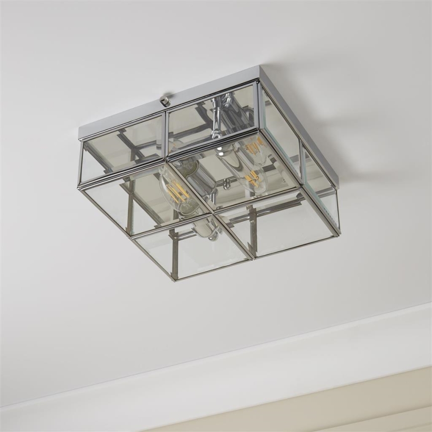 Searchlight - Plafondlamp FLUSH 2xE14/40W/230V glanzend chroom