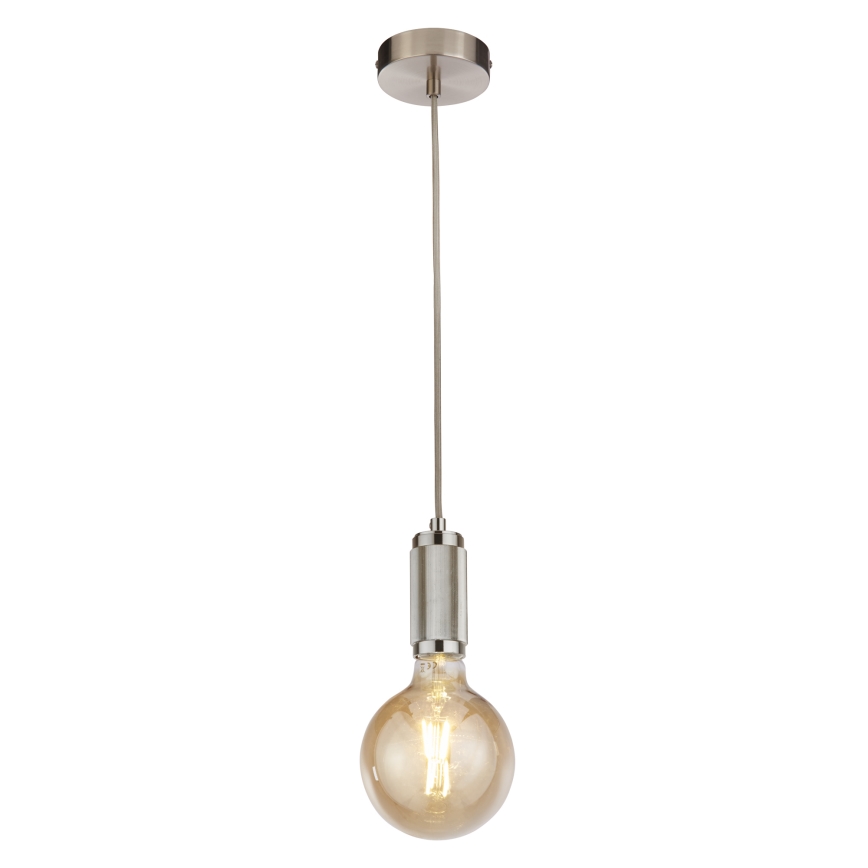 Searchlight - Hanglamp met kabel SUSPENSION 1xE27/60W/230V zilverkleurig