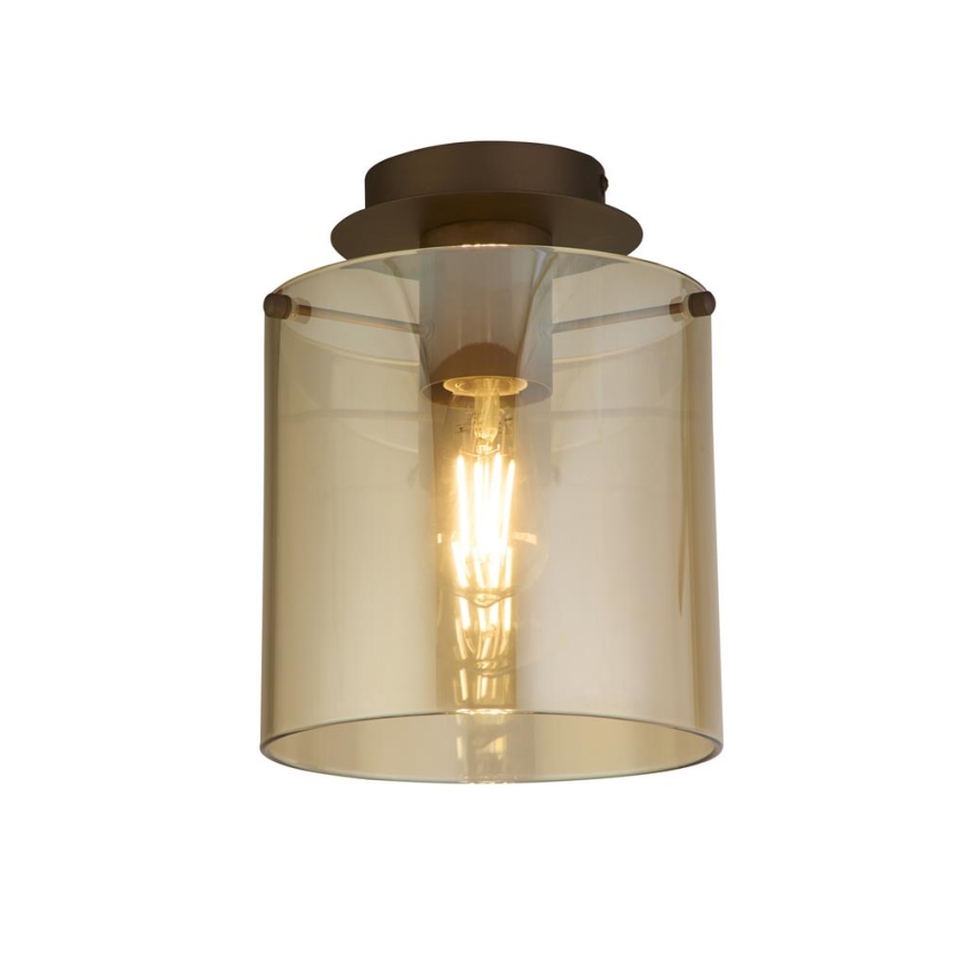 Searchlight - Plafondlamp SWEDEN 1xE27/60W/230V Ø 22 cm bruin/rookglas