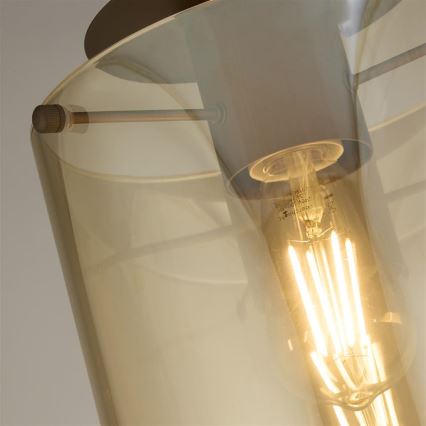 Searchlight - Plafondlamp SWEDEN 1xE27/60W/230V Ø 22 cm bruin/rookglas