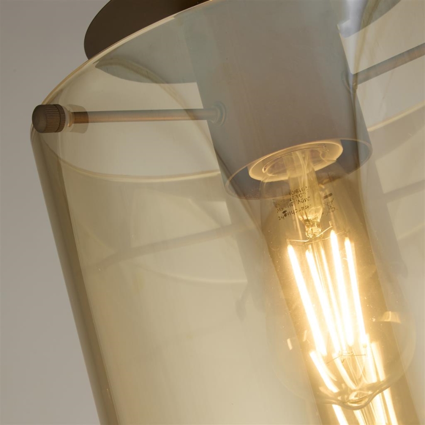 Searchlight - Plafondlamp SWEDEN 1xE27/60W/230V Ø 22 cm bruin/rookglas