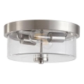 Searchlight - Badkamerplafondlamp PRESTON 2xE27/60W/230V IP44 Ø 33 cm zilver