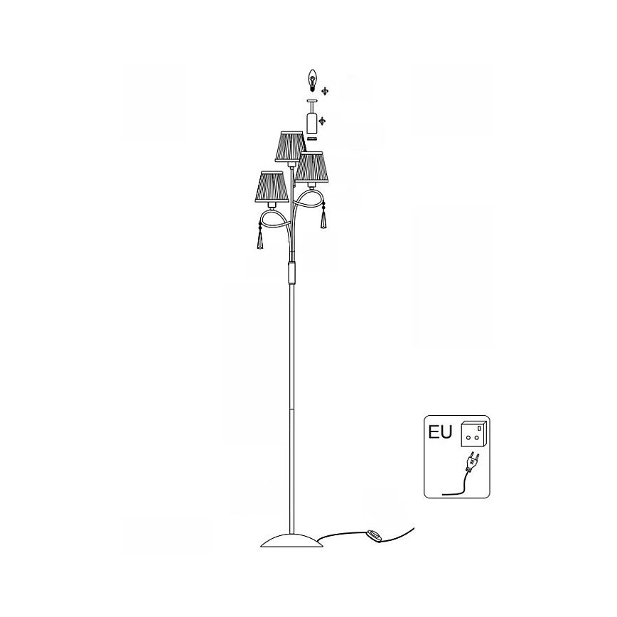 Searchlight - Staande Lamp SIMPLICITY 3xE14/60W/230V glanzend chroom