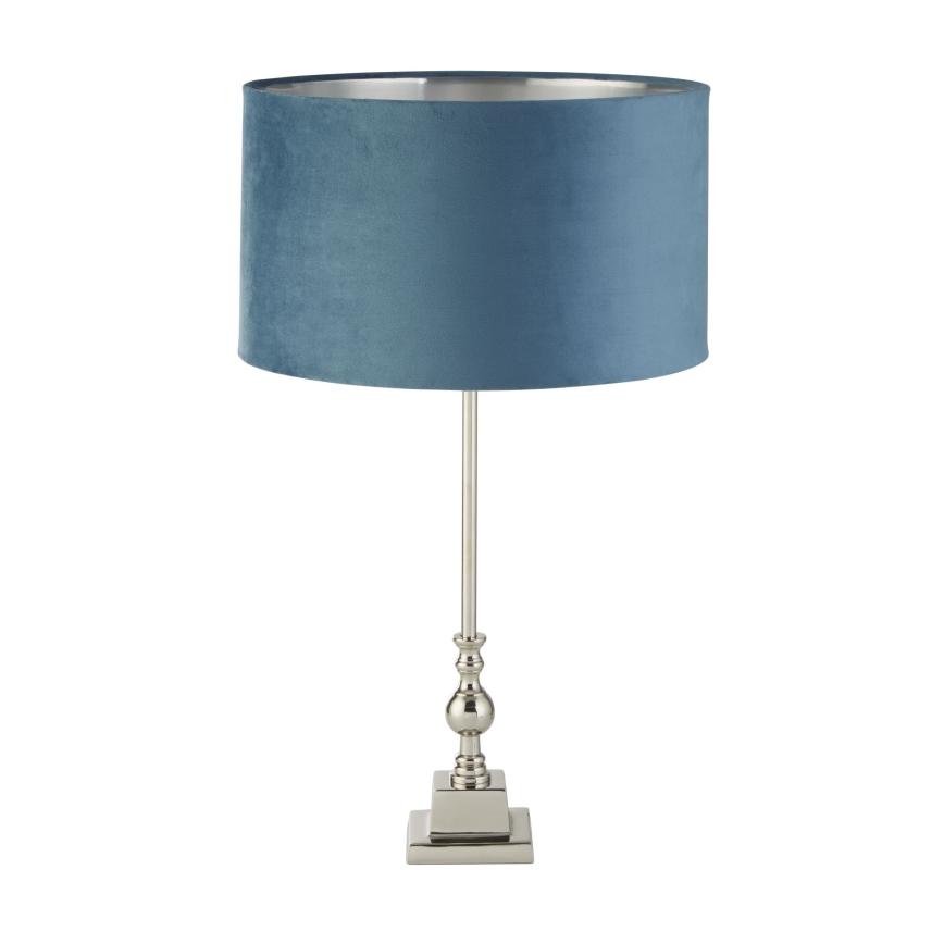 Searchlight - Tafellamp WHITBY 1xE27/10W/230V blauw/glanzend chroom