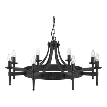 Searchlight - Hangkroonluchter met ketting CARTWHEEL 8xE14/60W/230V zwart