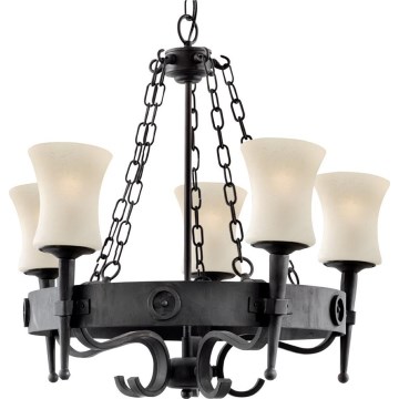 Searchlight - Kroonluchter aan ketting CARTWHEEL 5xE27/60W/230V zwart