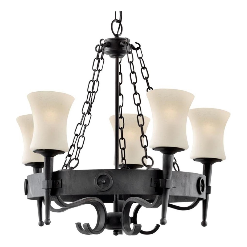 Searchlight - Kroonluchter aan ketting CARTWHEEL 5xE27/60W/230V zwart