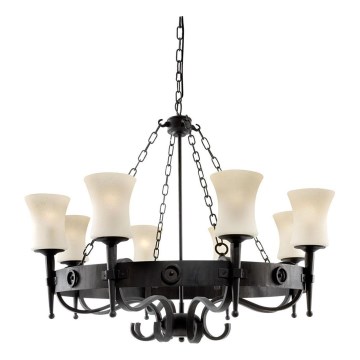 Searchlight - Kroonluchter met ketting CARTWHEEL 8xE27/60W/230V zwart